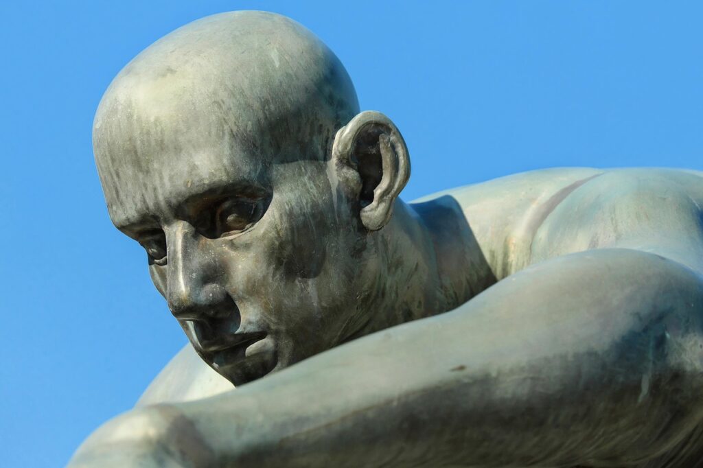 sculpture, man, head, face, bronze, statue, boccia, kaiserstuhl, closeup, portrait, sculpture, statue, statue, statue, statue, statue